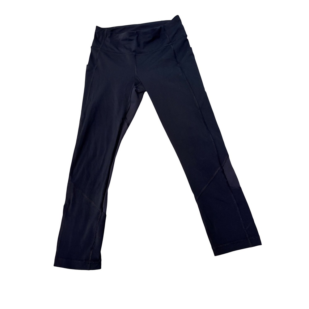 Lululemon Speed Up Crop Black Mesh Panel Running Leggings Size 4‎ W6ALST